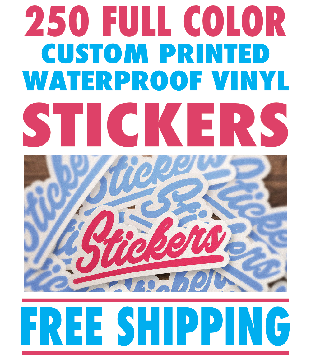 250 Full Color Adhesive Vinyl Stickers Decals Labels